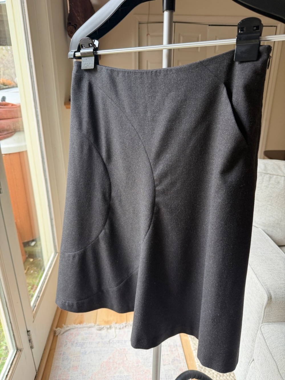 Jil Sander Black Midi A-Line Skirt with pockets size 36